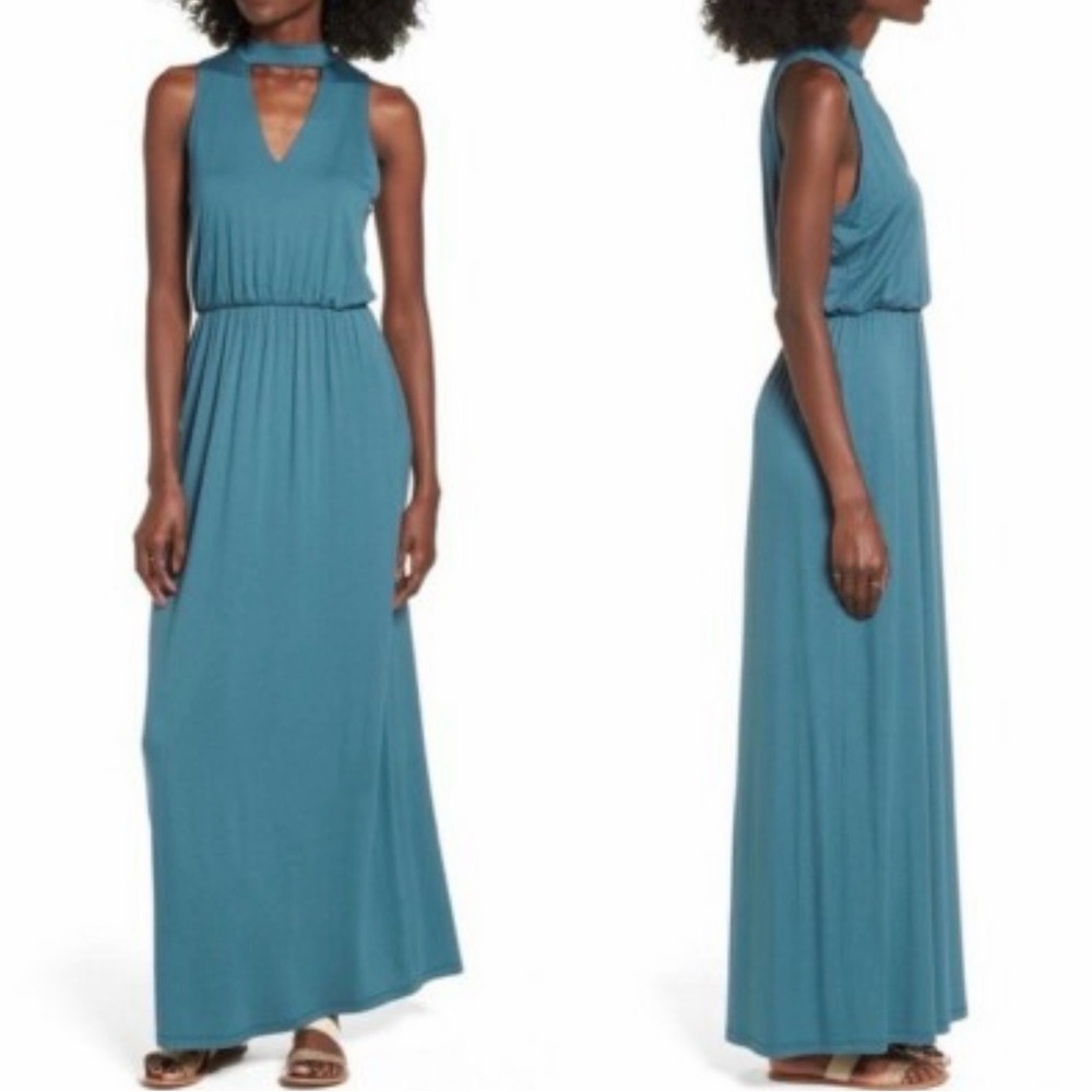 Lush Blue Cutout Maxi Dress